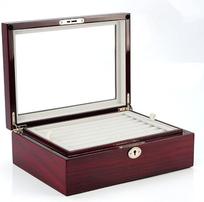 Deluxe Jewelry Cufflinks Collector's Storage Presentation Box Case Mahogany - Image 6