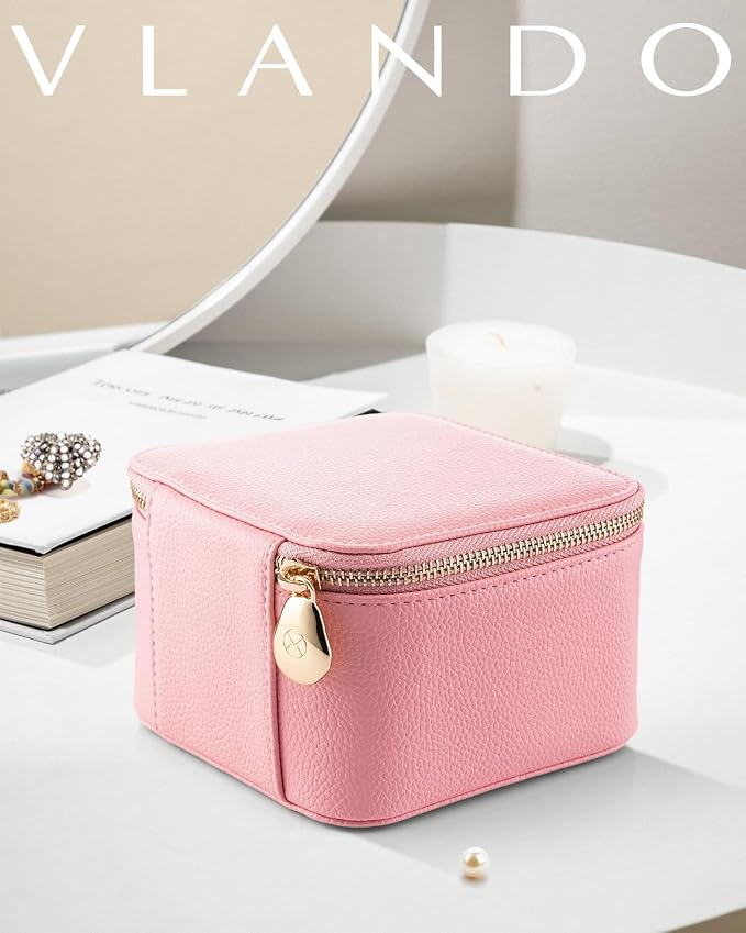Vlando Travel Jewelry Box for Women, Faux Leather Jewelry Case - Image 6