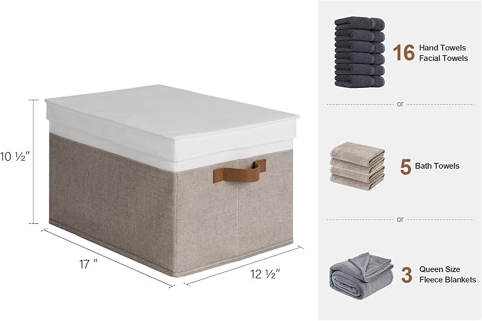 StorageWorks Storage Bins with Lids, Decorative Storage Boxes with Lid and PU - Image 2
