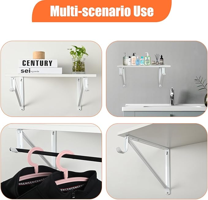 10 Pack Heavy Duty Closet Shelf & Rod Brackets, Wall Mounted Closet Shelf - Image 5