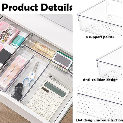 6 Pack Clear Drawer Organizer Trays Plastic Drawer Organizers Set 15 x 6 x 2 - Image 4