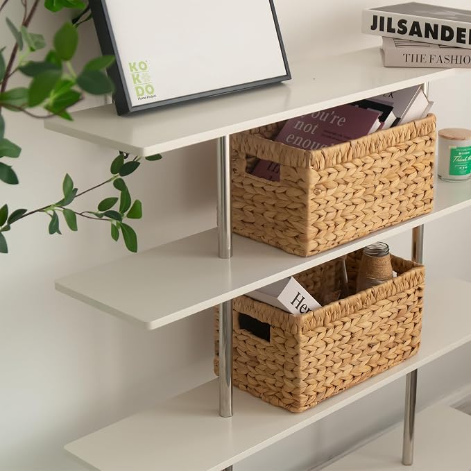 KOKODO Pack of 2 Medium Rectangular Water Hyacinth Wicker Storage Baskets - Image 8