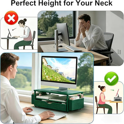 Spacrea Desk Organizer and Accessories, Computer Monitor Stand Riser - Image 3