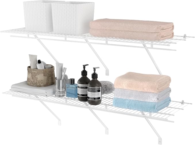 HAUSHOF 2 Pack Closet Shelves Wall Mounted, 4 ft x 16 in Wire Shelf Kit by HAUSHOF