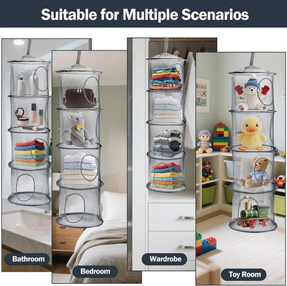 2PCS Hanging Mesh Storage Net, 4 Tier Stuffed Animal Storage - Image 7