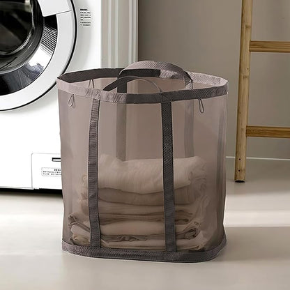 Mesh Bag with Handles, Collapsible Laundry Basket, Foldable Laundry Bag by HGZBS