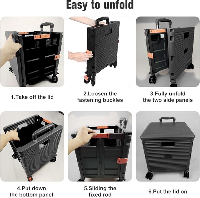 Quick Utility Cart Folding Portable Rolling Crate Handcart - Image 8