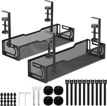 2Pack Under Desk Cable Management Tray, No Drill Mesh Desk Cable Tray, Wire by Unknown