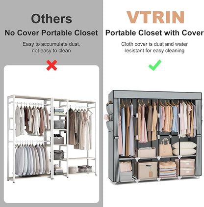 VTRIN Portable Closet for Hanging Clothes 67 Inch Wide Large Capacity Portable - Image 7