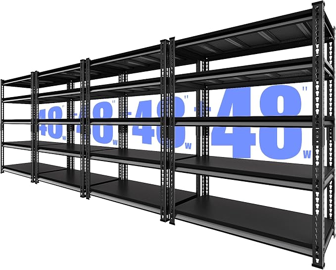 48" W Heavy Duty Garage Shelving, 5-Tier Metal Industrial Shelves, 3000LBS Loads by SDXYSTCE