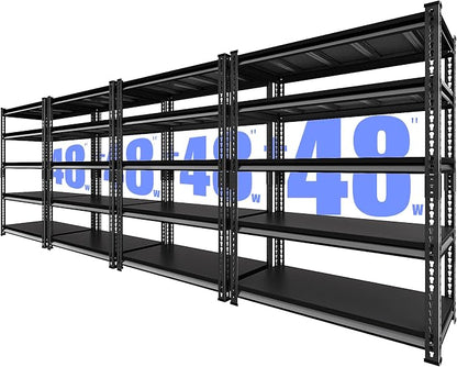 48" W Heavy Duty Garage Shelving, 5-Tier Metal Industrial Shelves, 3000LBS Loads - Image 8