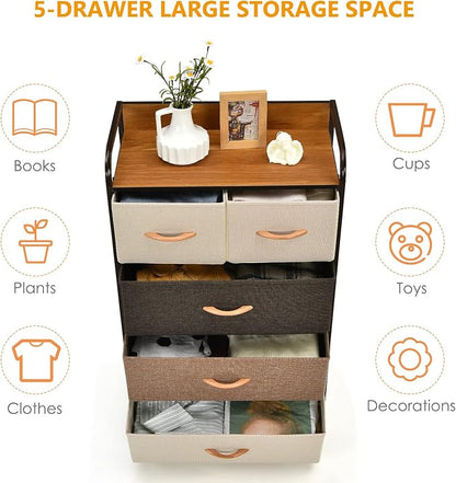 Giantex 5-Drawer Fabric Dresser - Image 6