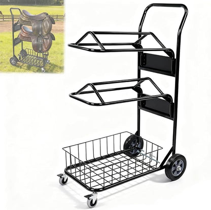 2 Tier Rolling Saddle Rack Cart by Unknown