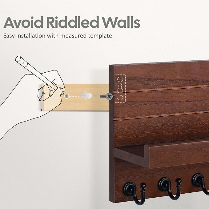 HONJIN Mail and Key Holder for Wall: Easy Installation Modern Mail Holder Wall - Image 2