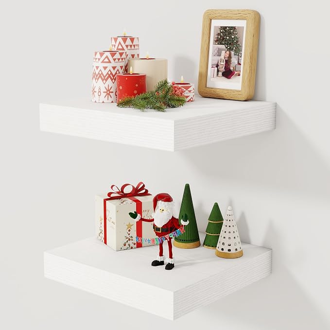 Fun Memories 12 Inch Floating Shelf, Rustic Wood Wall Shelves by FunMemories