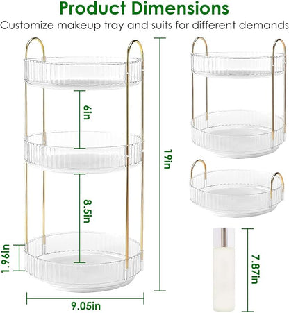 360° Rotating Makeup Organizer for Vanity, 3 Tier Spinning Perfume Cosmetic - Image 4