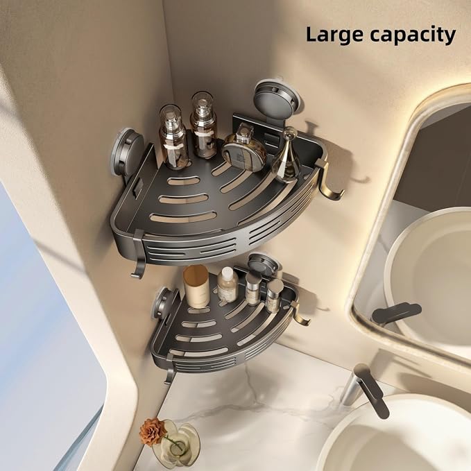 VOLPONE Corner Shower Caddy Suction Cup Shower Shelf Corner No Drilling - Image 4