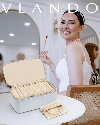 Vlando Travel Jewelry Case Organizer, Small Jewelry Box - Image 5