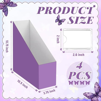 Purple Butterfly Magazine File Holder Decorative Set of 4 | Foldable Magazine - Image 2