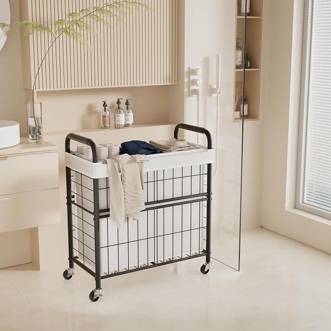 Laundry Hamper 3 Section, 145L Rolling Laundry Sorter Basket - Image 6