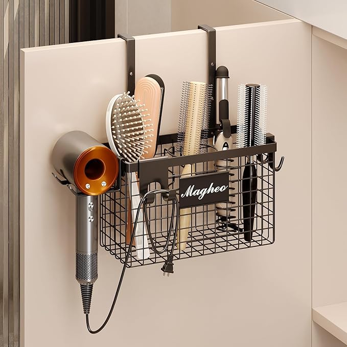 Hair Dryer Holder Cabinet Door 3-in-1 Adhesive Hair Tool Organizer Wall Mounted by COMFORTYOURHOME