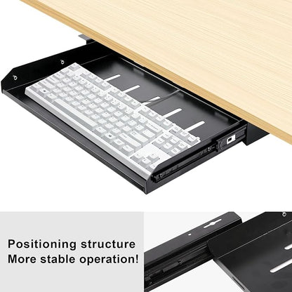 Under Desk Laptop Drawer with Air Vents, 16.3" x 12" Metal Pull Out Sliding - Image 7