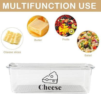 Cheese Container Airtight with Draining Basket Cream Block Cheese Sliced - Image 3