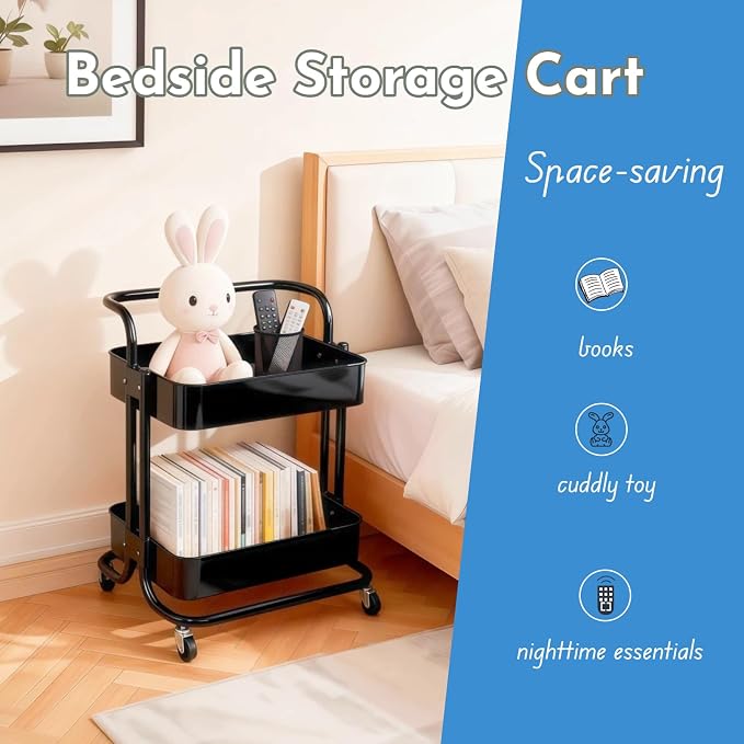 2 Tier Rolling Utility Cart - Image 7