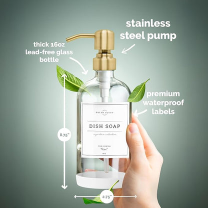 Vine Creations Clear Glass Soap Dispenser, 2 Pack Kitchen Soap Dispenser Set - Image 5