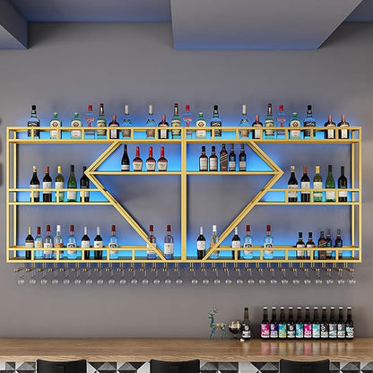 94.48in Metal Wine Rack Wall Mounted, Modern Wine Storage Rack Wall Mounted - Image 4