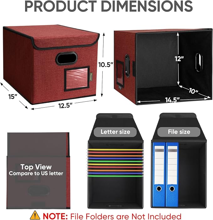 BALEINE Modern Red File Storage Box - Image 2