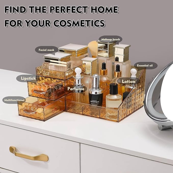 Clear Makeup Organizer for Vanity, Desk Makeup Caddy - Image 4