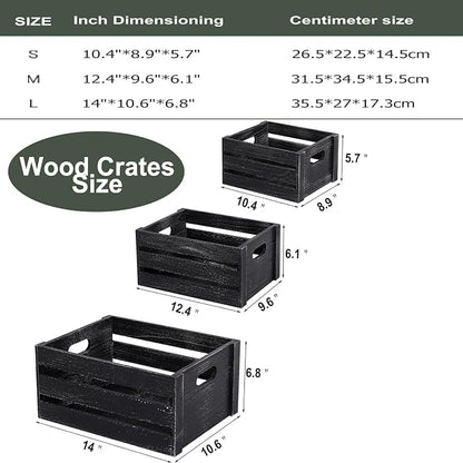 Wooden Storage Crates 3 Pack Nesting Rustic Wood Boxes - Image 4
