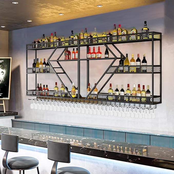 63in Metal Wine Rack Wall Mounted, Modern Wine Storage Rack Wall Mounted - Image 6