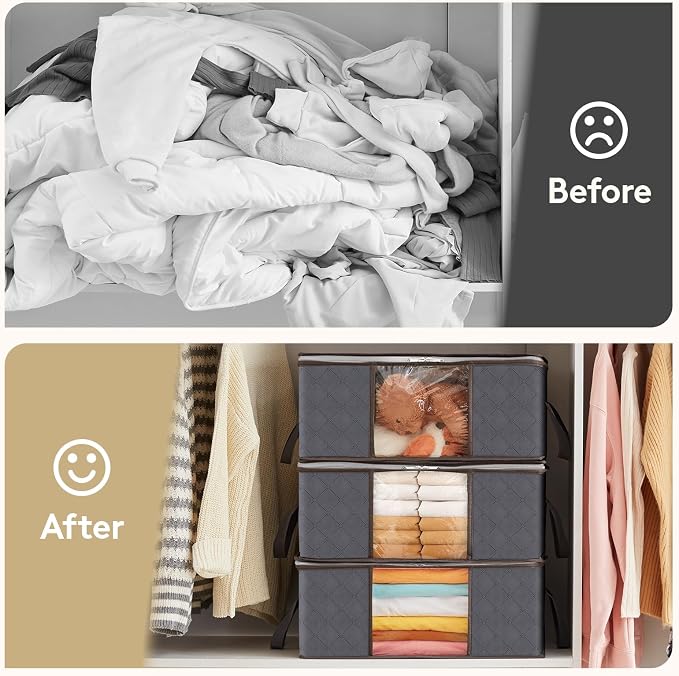 Lifewit 3 Pack Clothes Storage Bag, Foldable Storage Bin Closet Organizer - Image 8