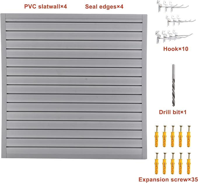Slat Wall Paneling 4x4 FT, PVC SlatWall Panels Garage Organizer Storage System - Image 2
