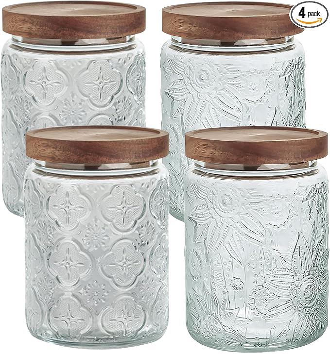 24 OZ/4 PCS Glass Storage Jar by YUTGSMPO