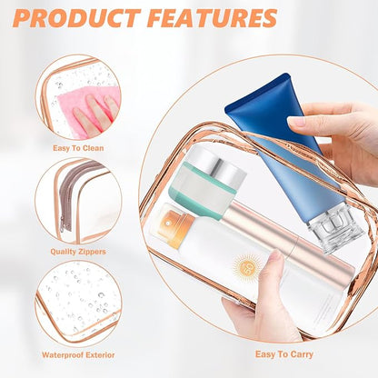 AURUZA 6 Pack Travel Toiletry Bag, TSA Approved Cosmetic Bag - Image 3
