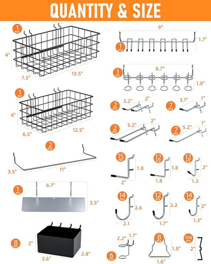 INCLY 238PCS Pegboard Accessories Organizer Kit, Peg Board Hooks Assortment - Image 6