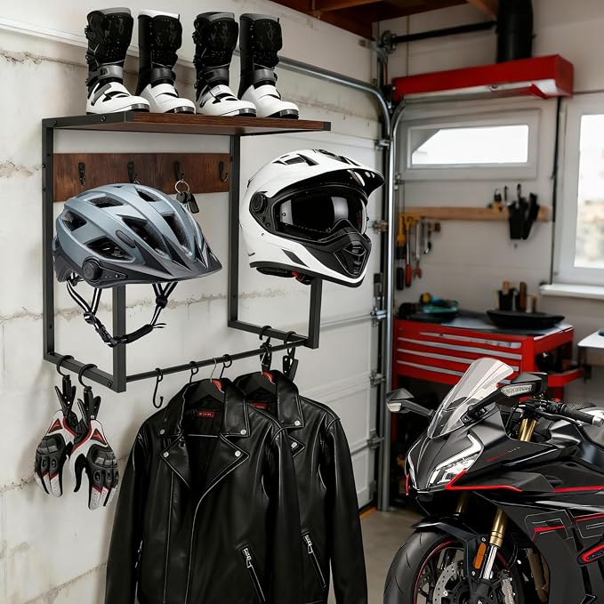 Motorcycle Helmet Wall Mount Rack, Heavy-Duty Helmet Holder - Image 5