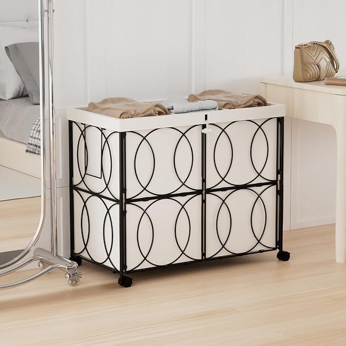 Laundry Hamper with 3 Section, Large 180L Rolling Laundry Basket with Wheels - Image 6