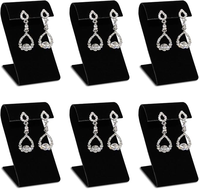 MOOCA 6 Black Velvet Earring Stand Showcase Displays Earring Jewelry Display by Mooca