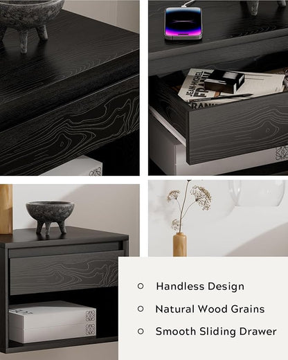 Mid Century Modern Floating Nightstand Set of 4, Wall Mounted End Table - Image 5