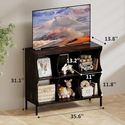6 Cube Storage Shelf Organizer, Low Book Shelf Bookcase Entryway Table - Image 2