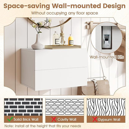 KOMFOTT Floating Nightstand Set of 2, Modern Hanging Bedside Table | Wall - Image 6