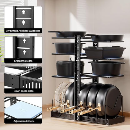 LAMU Pots and Pans Organizer under Cabinet, Adjustable Height Up to 24'' - Image 6