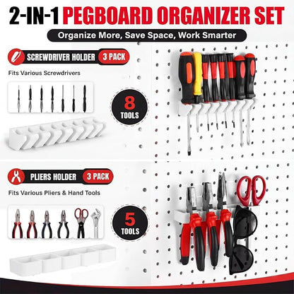 Junkin 6 Pcs Pegboard Screwdriver Holder and Pliers Organizer Set, Pegboard - Image 3