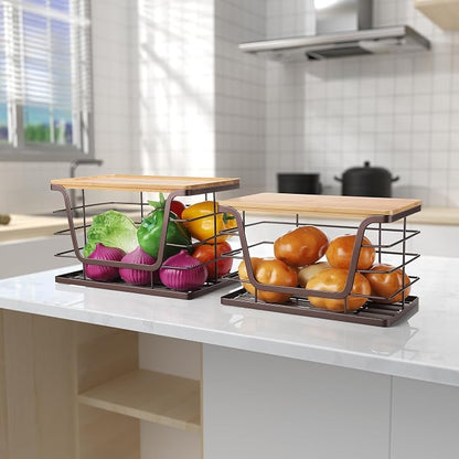 ALOCEO 2 Pack Stackable Wire Storage Basket - Image 2