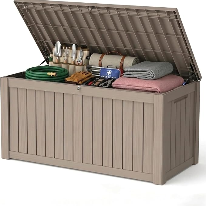 150 Gallon Outdoor Storage Box Resin Deck Box All Weather Waterproof Large by Decksplore%E2%80%94BuiltforOutdoor