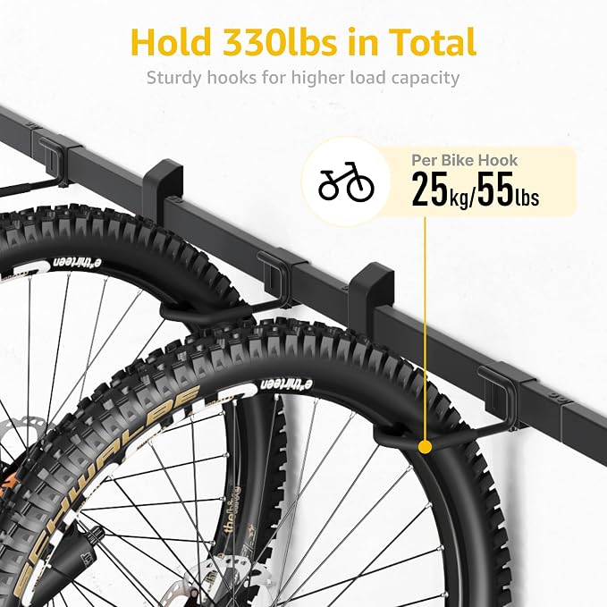 monTEK Enhanced Garage Bike Rack, Adjustable 6 Bike Hangers - Image 4